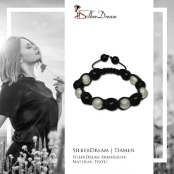 SilberDream Shamballa Armband Stein schwarz / silber SDA913