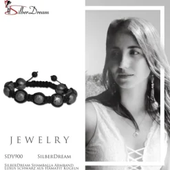 SilberDream Shamballa Armband Luxus schwarz aus Hämatit Kugeln SDY900
