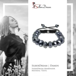 SilberDream Shamballa Armband Glas schwarz 18 geschliffene Kugeln SDA912