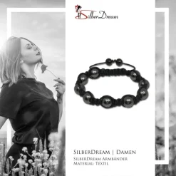 SilberDream Shamballa Armband Hämatit schwarz aus Stein Kugeln SDA919