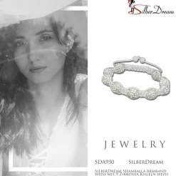 SilberDream Shamballa Armband weiß mit 9 Zirkonia Kugeln weiß SDA930