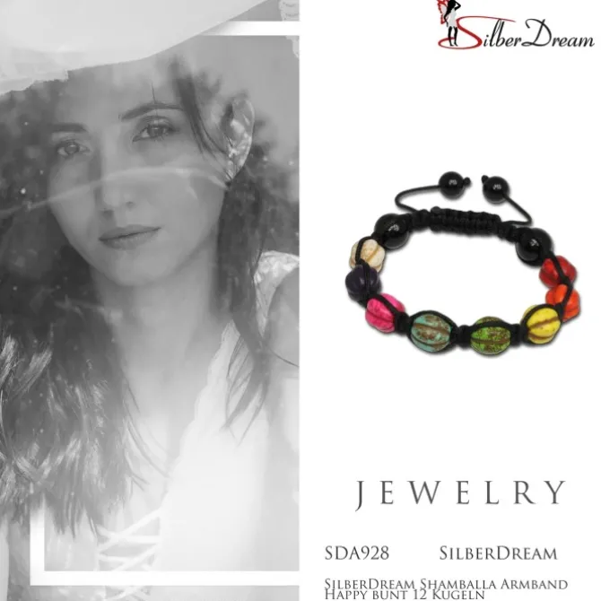 SilberDream Shamballa Armband Happy bunt 12 Kugeln SDA928