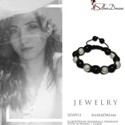 SilberDream Shamballa Armband Stein schwarz / silber SDA913