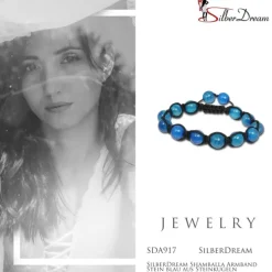 SilberDream Shamballa Armband Stein blau aus Steinkugeln SDA917