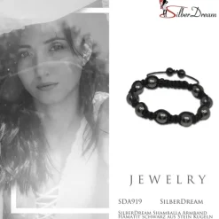 SilberDream Shamballa Armband Hämatit schwarz aus Stein Kugeln SDA919