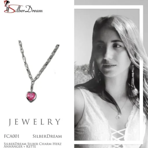 SilberDream Silber Charm Herz Anhänger + Kette FCA001