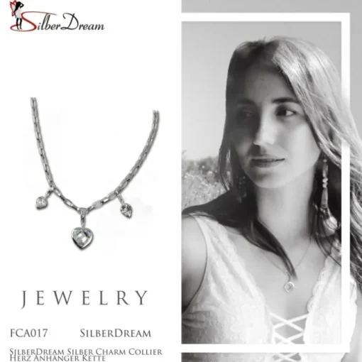 SilberDream Silber Charm Collier Herz Anhänger Kette FCA017
