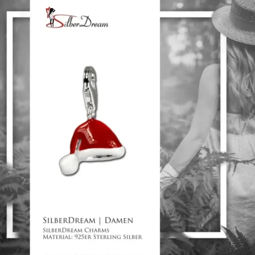 SilberDream Silber Charm Weihnachts Mütze Armband Anhänger FC3114
