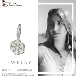 SilberDream Silber Charm Schneeflocke Armband Anhänger FC3115