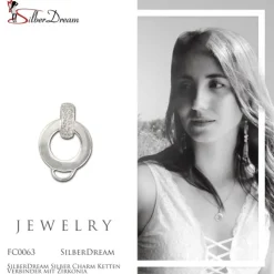 SilberDream Silber Charm Ketten Verbinder mit Zirkonia FC0063