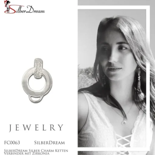 SilberDream Silber Charm Ketten Verbinder mit Zirkonia FC0063