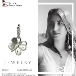 SilberDream Silber Charm Schmetterling Armband Anhänger FC503