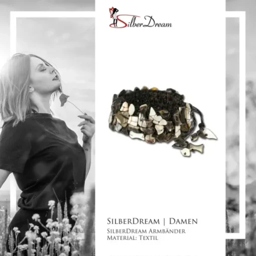 SilberDream Stein Armband Geflecht braun Armreifen SDA020