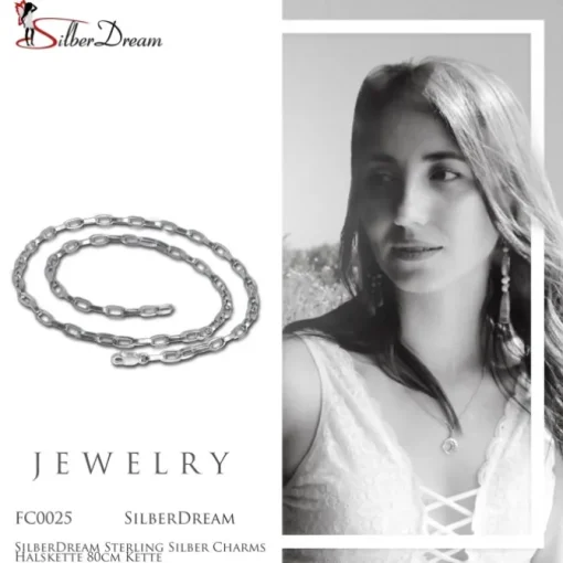 SilberDream Sterling Silber Charms Halskette 80cm Kette FC0025