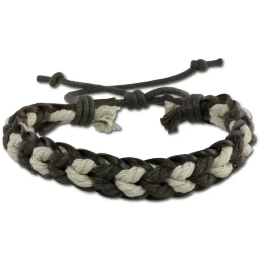 SilberDream Unisex Lederarmband braun/weiß Knotenverschluß Armband LAP524B