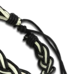 SilberDream Unisex Lederarmband schwarz/weiß Knotenverschluß Armband LAP533S