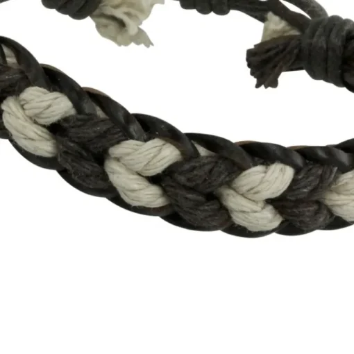 SilberDream Unisex Lederarmband braun/weiß Knotenverschluß Armband LAP524B