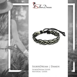 SilberDream Unisex Lederarmband schwarz/weiß Knotenverschluß Armband LAP533S