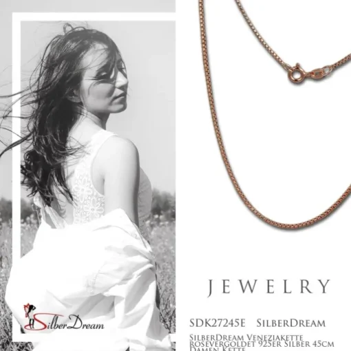 SilberDream Veneziakette rosevergoldet 925er Silber 45cm Damen Kette SDK27245E