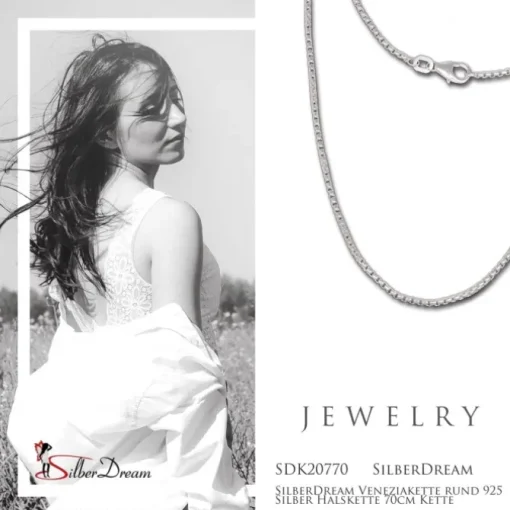 SilberDream Veneziakette rund 925 Silber Halskette 70cm Kette SDK20770