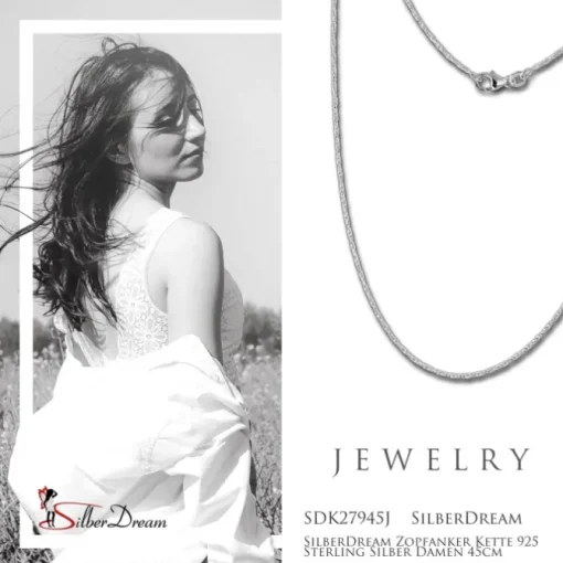 SilberDream Zopfanker Kette 925 Sterling Silber Damen 45cm SDK27945J
