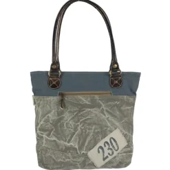 Sunsa Shopper Canvas Leder grau blau OTA501F