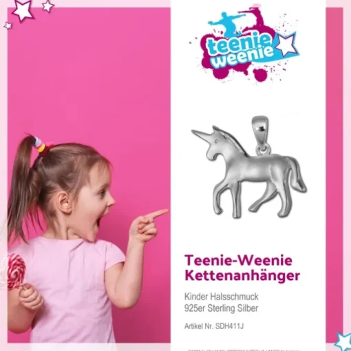 Teenie-Weenie Kettenanhänger Einhorn für Kinder 925er Silber SDH411J
