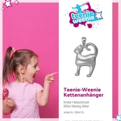 Teenie-Weenie Kettenanhänger Katze für Kinder 925er Silber SDH413J