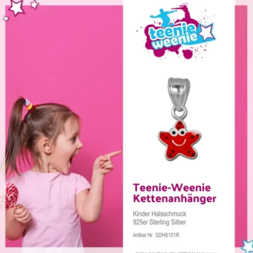 Teenie-Weenie Kettenanhänger Seestern rot für Kinder 925er Silber SDH8101R