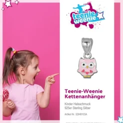 Teenie-Weenie Kettenanhänger Eule rosa für Kinder 925er Silber SDH8103A
