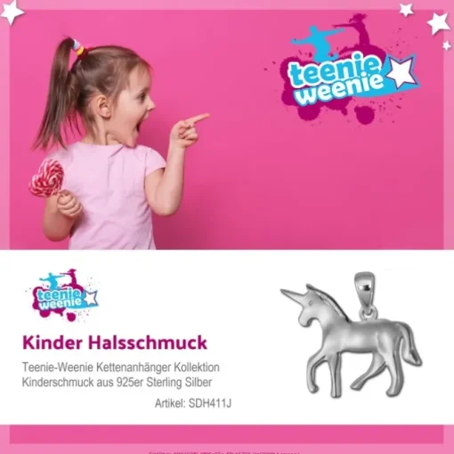 Teenie-Weenie Kettenanhänger Einhorn für Kinder 925er Silber SDH411J