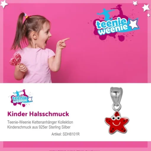 Teenie-Weenie Kettenanhänger Seestern rot für Kinder 925er Silber SDH8101R