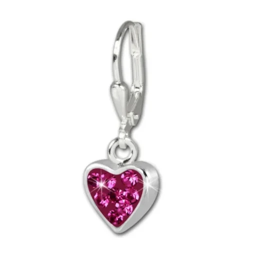 Teenie-Weenie Kinder Ohrhänger Herzchen Zirkonia pink 925er Ohrring SDO016P