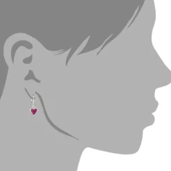 Teenie-Weenie Kinder Ohrhänger Herzchen Zirkonia pink 925er Ohrring SDO016P