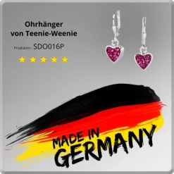 Teenie-Weenie Kinder Ohrhänger Herzchen Zirkonia pink 925er Ohrring SDO016P