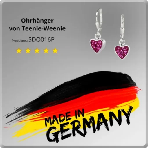 Teenie-Weenie Kinder Ohrhänger Herzchen Zirkonia pink 925er Ohrring SDO016P