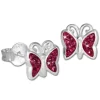 Teenie-Weenie Kinder Ohrringe Schmetterling Zirkonia pink 925er SDO094P