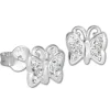 Teenie-Weenie Kinder Ohrringe Schmetterling Zirkonia weiß 925er SDO094W