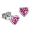 Teenie-Weenie Kinder Ohrringe Herzchen Zirkonia rosa 925er SDO009A
