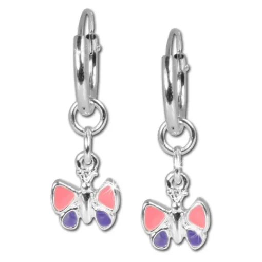 Teenie-Weenie Kinder Ohrring Creole Schmetterling Silber SDO077