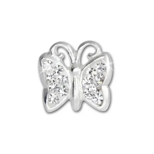 Teenie-Weenie Kinder Ohrringe Schmetterling Zirkonia weiß 925er SDO094W