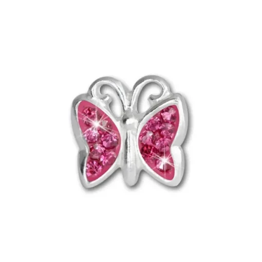 Teenie-Weenie Kinder Ohrringe Schmetterling Zirkonia rosa 925er SDO094A