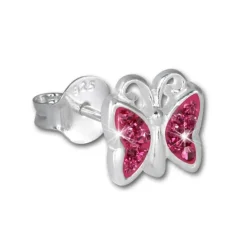 Teenie-Weenie Kinder Ohrringe Schmetterling Zirkonia rosa 925er SDO094A