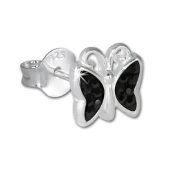 Teenie-Weenie Kinder Ohrringe Schmetterling Zirkonia schwarz 925er SDO094S