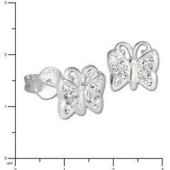Teenie-Weenie Kinder Ohrringe Schmetterling Zirkonia weiß 925er SDO094W
