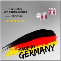 Teenie-Weenie Kinder Ohrringe Schmetterling Zirkonia rosa 925er SDO094A