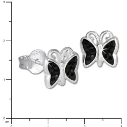 Teenie-Weenie Kinder Ohrringe Schmetterling Zirkonia schwarz 925er SDO094S