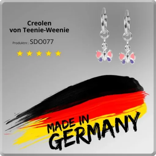 Teenie-Weenie Kinder Ohrring Creole Schmetterling Silber SDO077