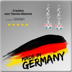 Teenie-Weenie Kinder Ohrring Creole Schmetterling Silber SDO081