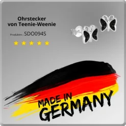 Teenie-Weenie Kinder Ohrringe Schmetterling Zirkonia schwarz 925er SDO094S